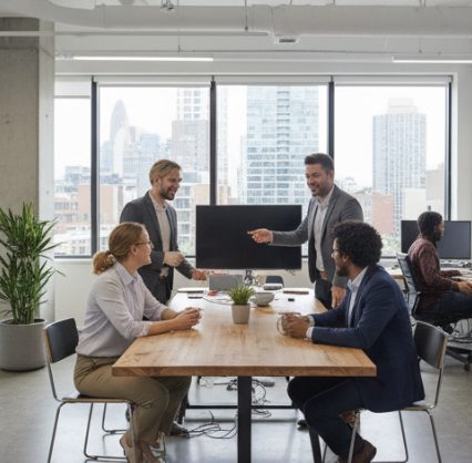 Personnel en reunion de cadrage
