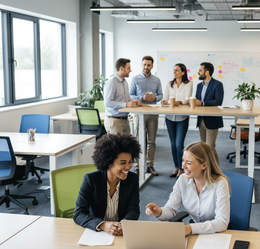 Personnel d'entreprise en echange dans un espace de travail
